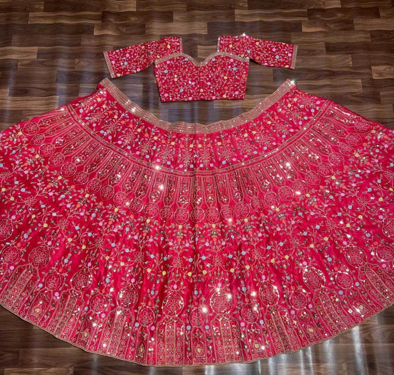 Malai Silk Thread Work Sequins Lehenga With Cancan - MYLUXURY LANE ENTERPRISE